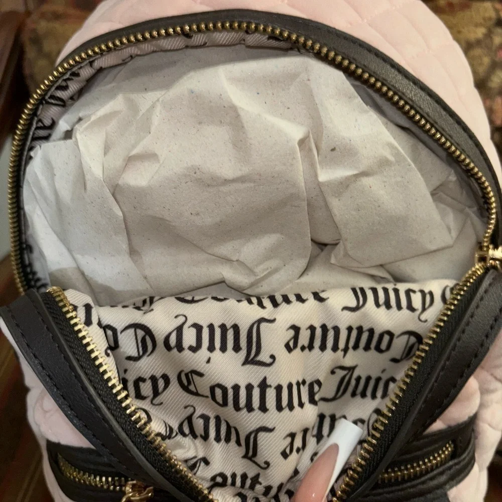 JUICY COUTURE PINK/ BROWN VELVET QUILTED BACKPACK ‼️
